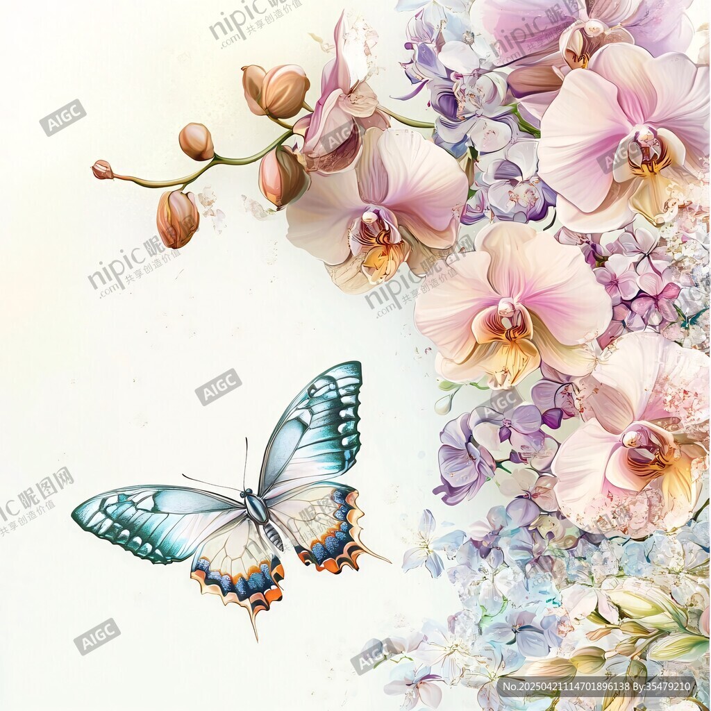 蝶舞兰花间的梦幻景致