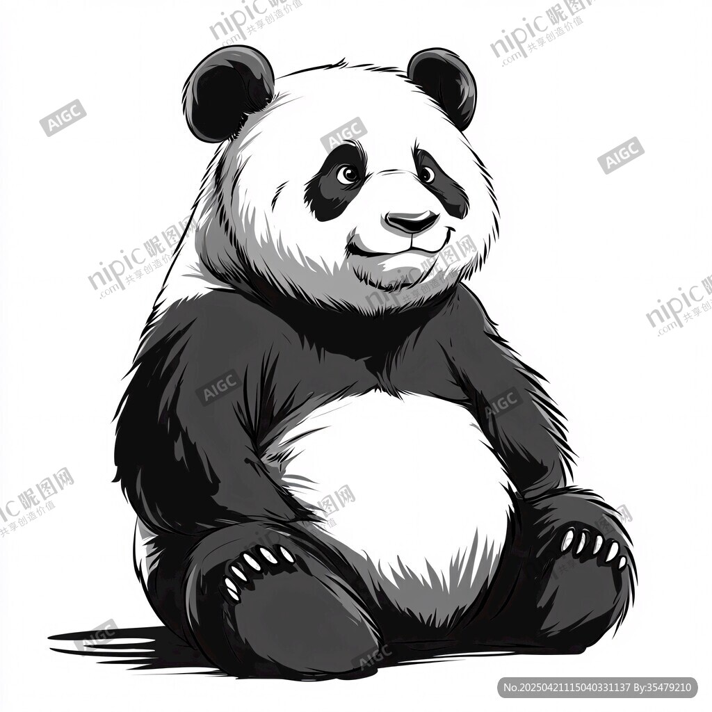 可爱熊猫坐立形象图