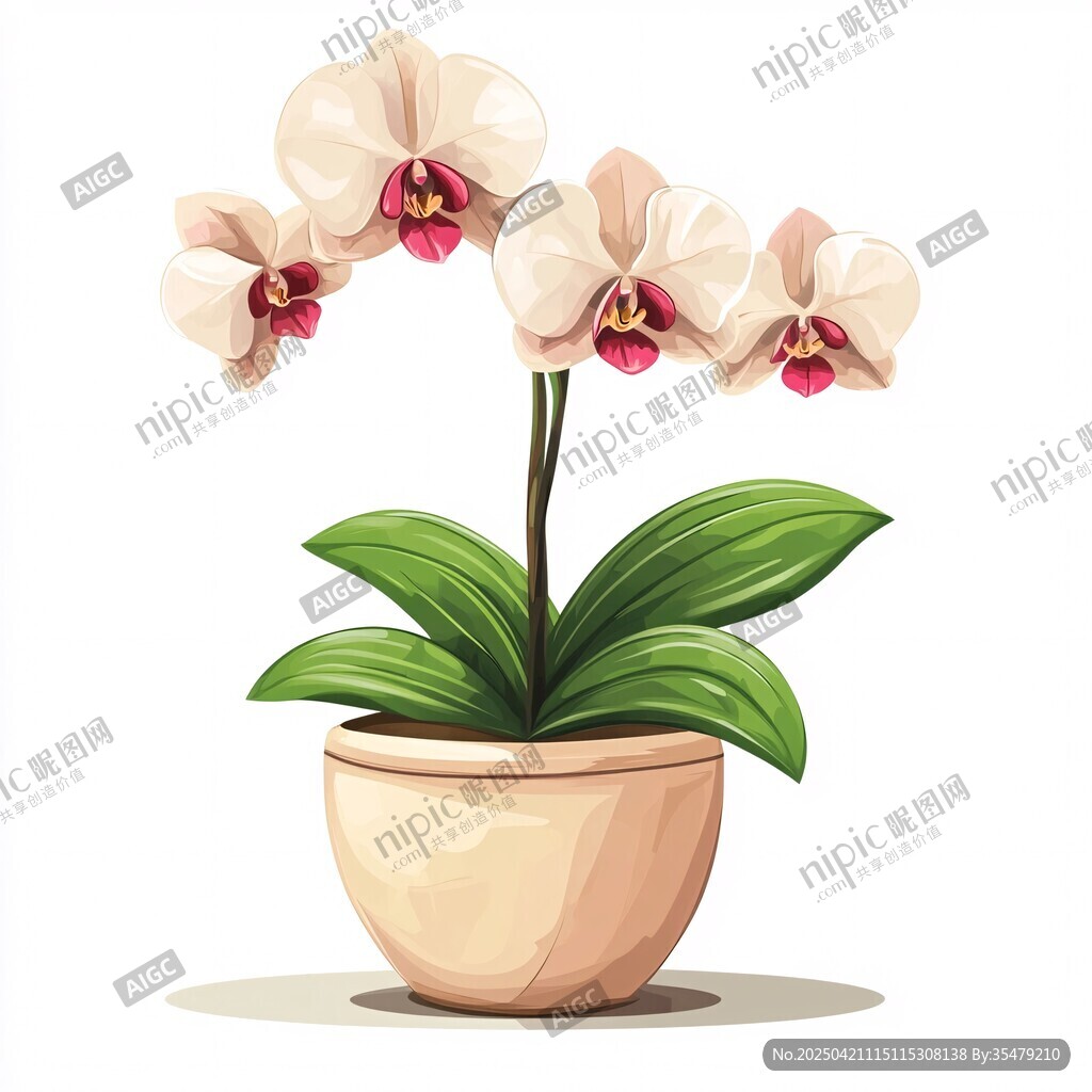 盆栽蝴蝶兰插画