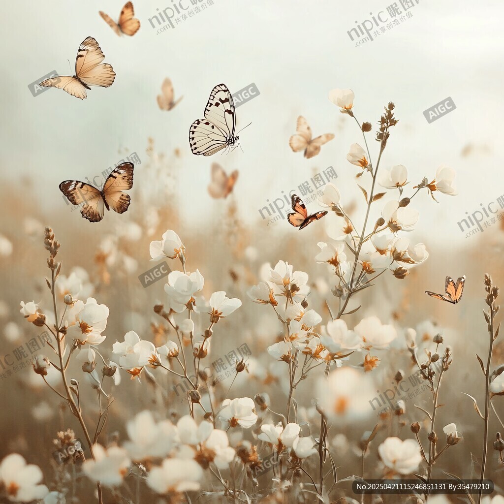 蝶舞繁花间的梦幻景致