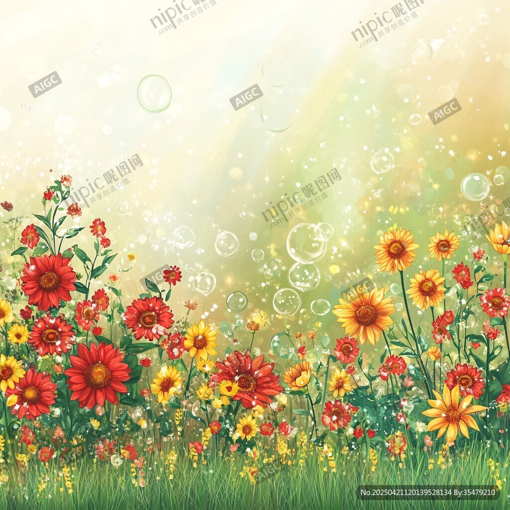 春日烂漫花卉背景图