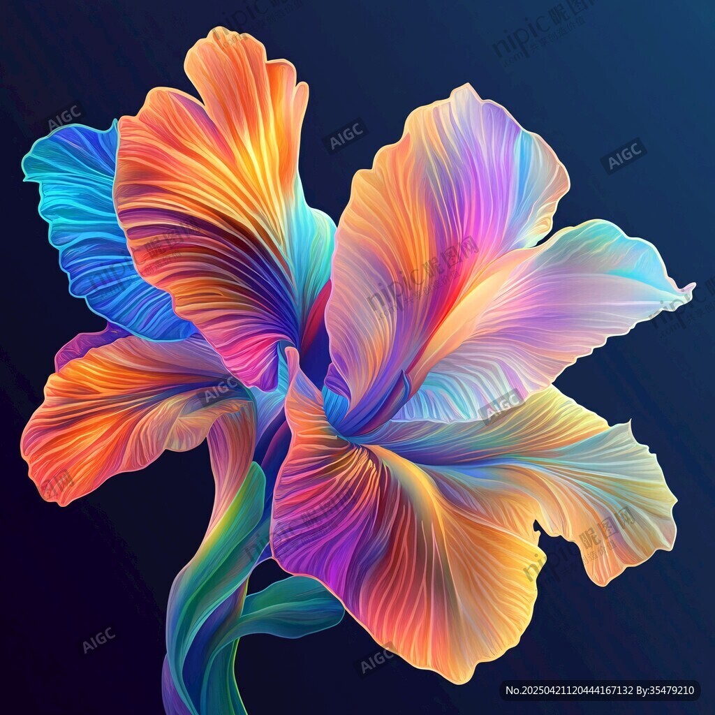 梦幻多彩鸢尾花艺术图像