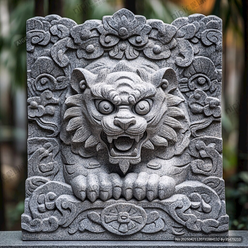 石雕虎首 尽显古朴神韵