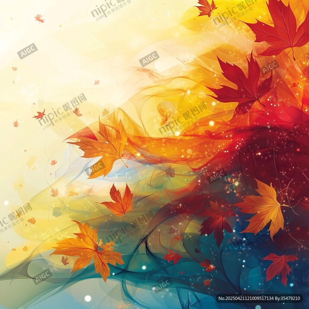 梦幻秋叶飞舞背景图