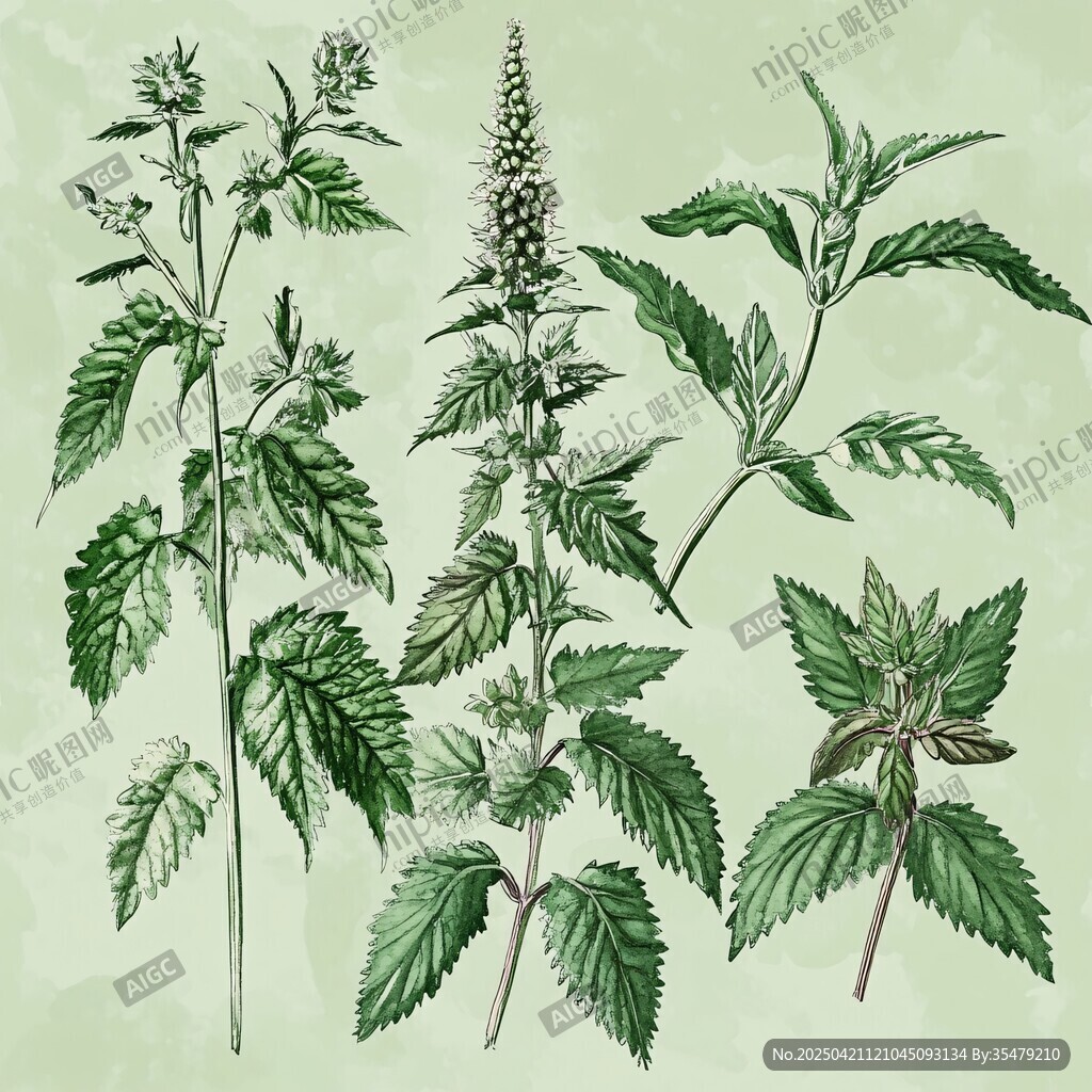手绘荨麻植物图谱