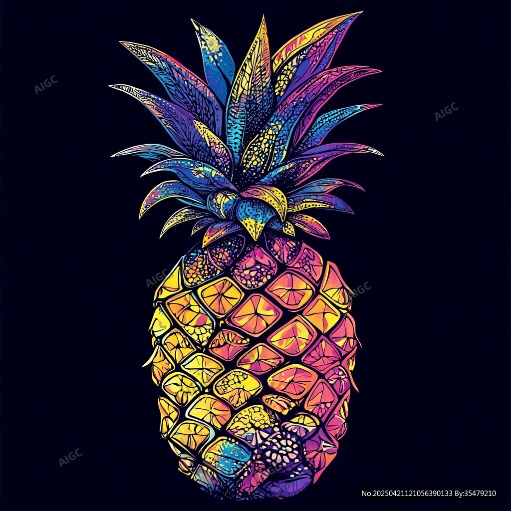 多彩手绘菠萝插画