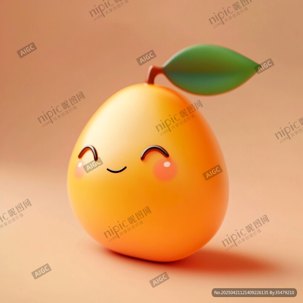 可爱笑脸黄桃3D形象