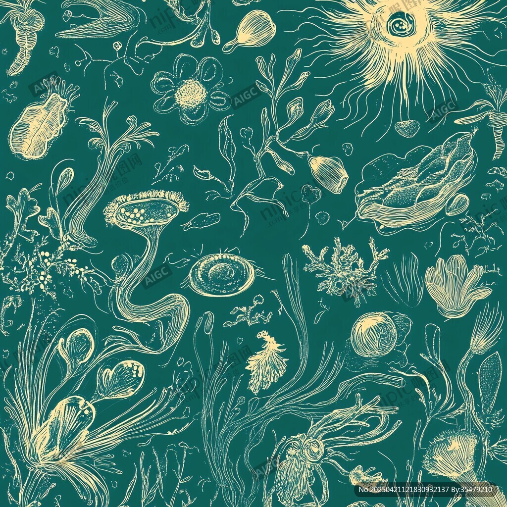 手绘海洋生物奇幻图案