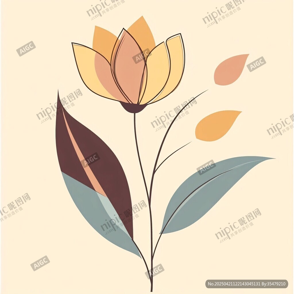简约手绘花卉插画图案