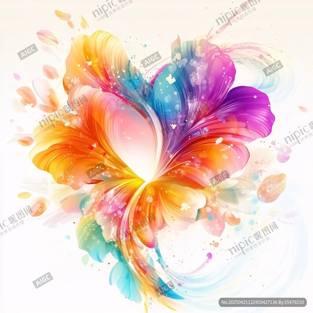 梦幻绚丽多彩抽象花朵图案