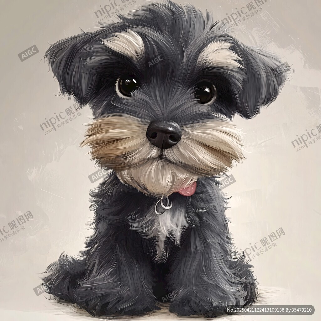 可爱雪纳瑞幼犬萌趣形象