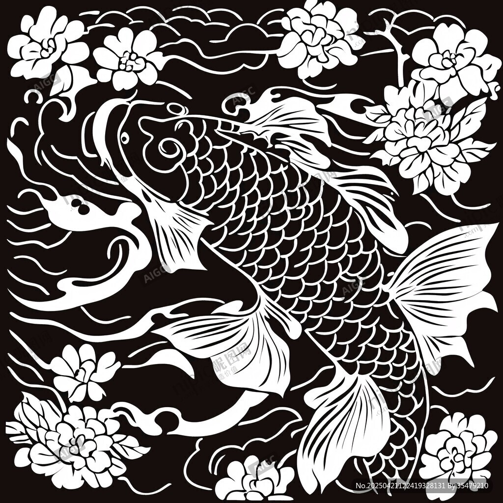 鲤鱼戏花图