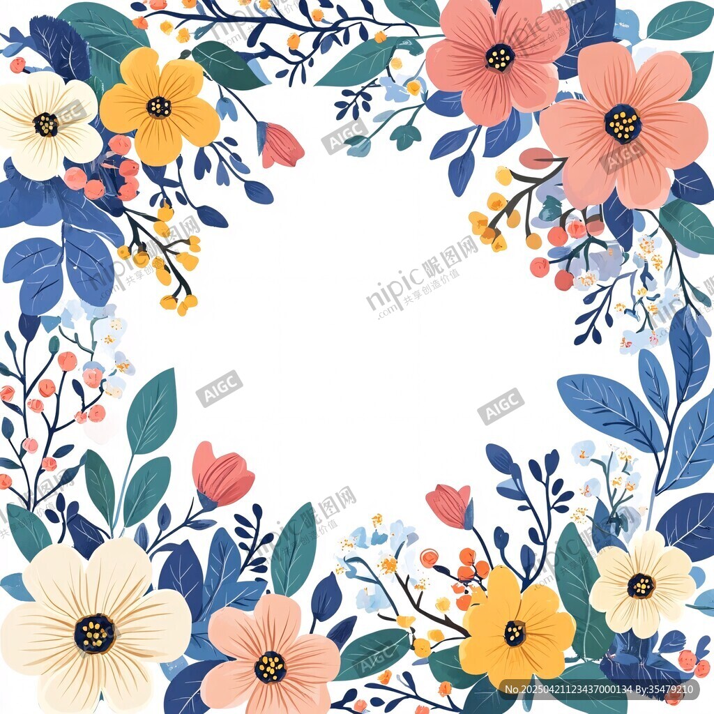 花卉边框插画