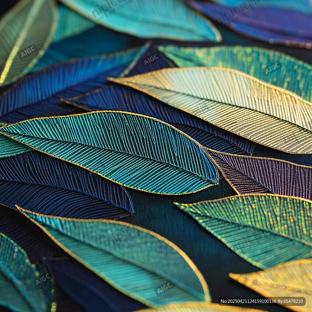 绚丽多彩的梦幻叶片纹理