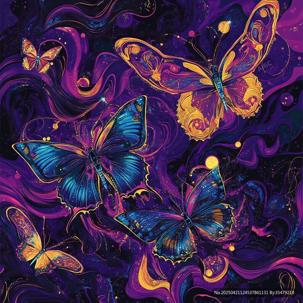 梦幻蝶舞于绚烂星云之间