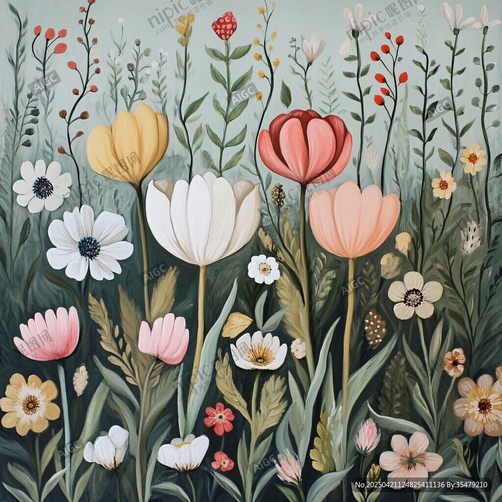 春日繁花烂漫插画