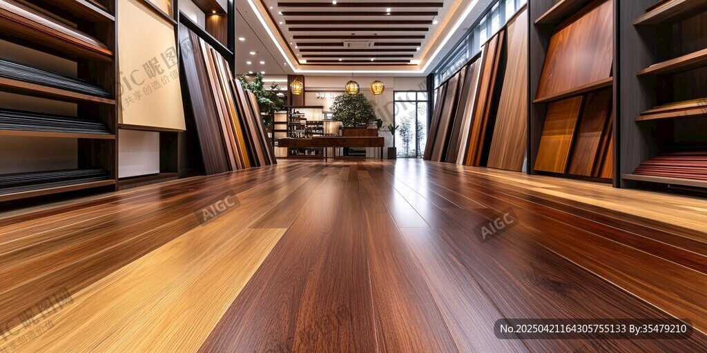 宽敞木地板展厅展示多样板材