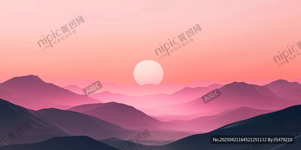 日落山峦梦幻美景