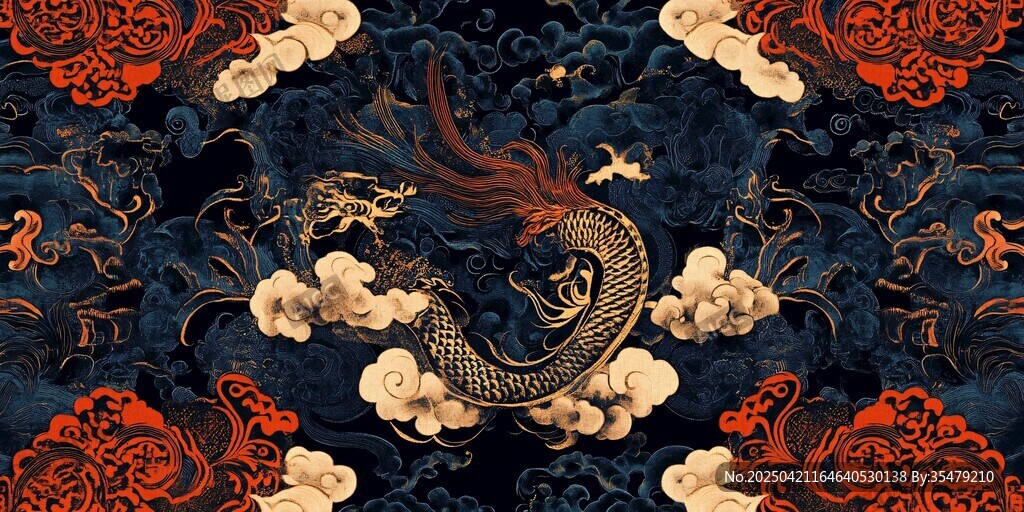 中式龙纹传统华丽图案
