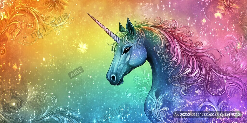 梦幻独角兽的奇幻色彩世界