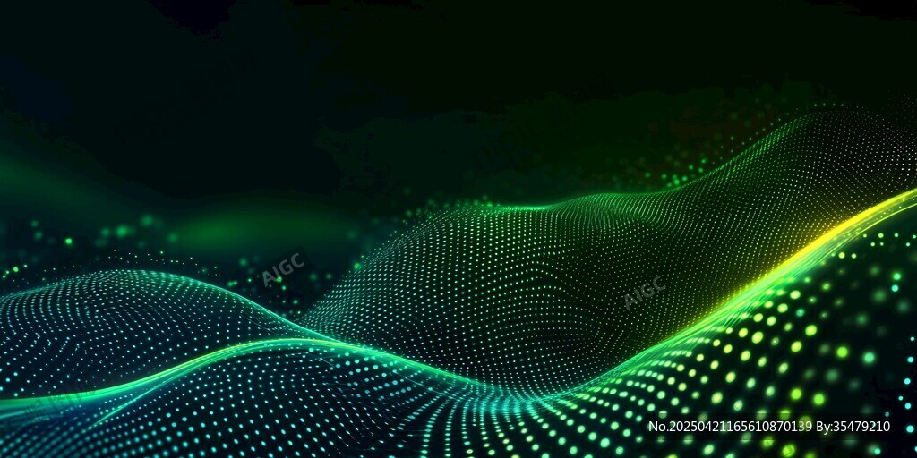 梦幻动感的霓虹粒子波浪