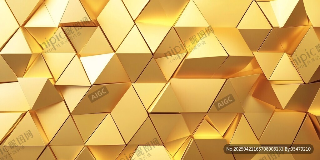金色几何立体三角形背景