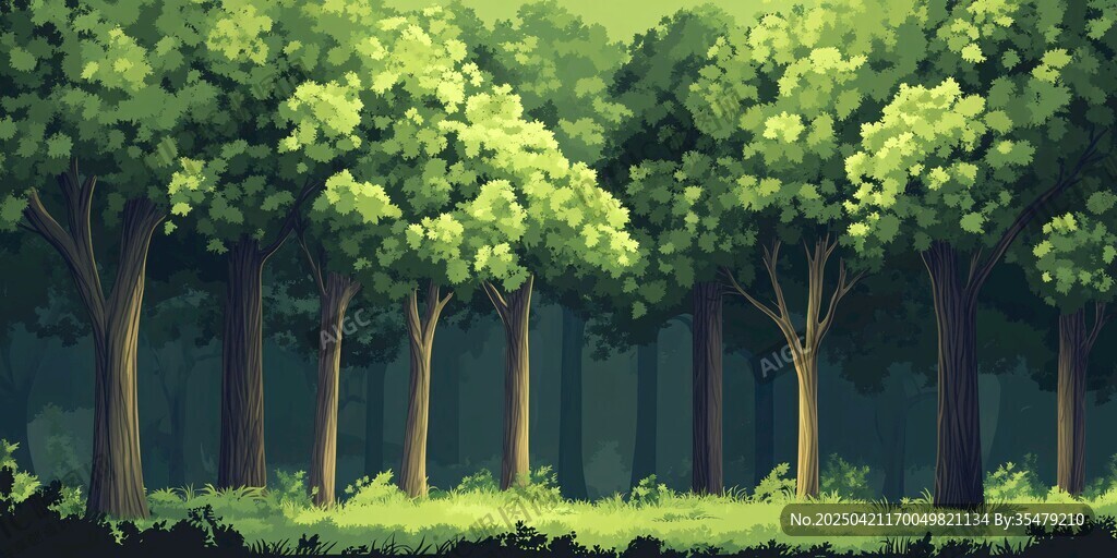 静谧森林绿意盎然图景