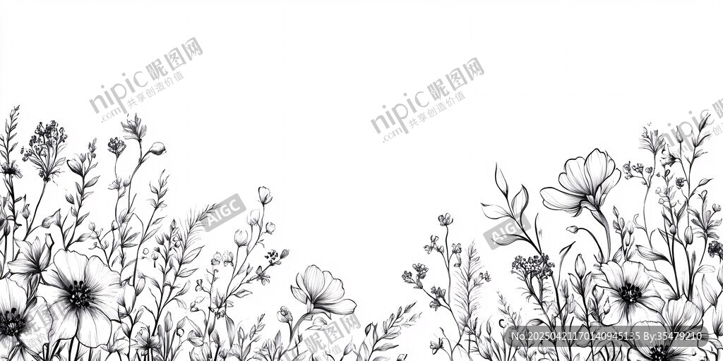 手绘花卉边框图案设计