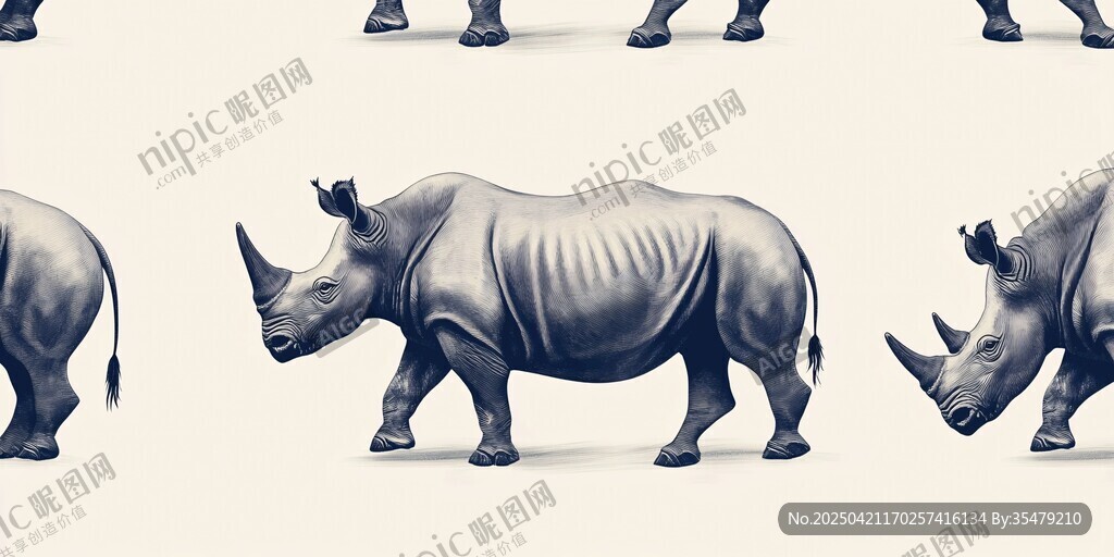 犀牛图案 多样姿态的动物美学