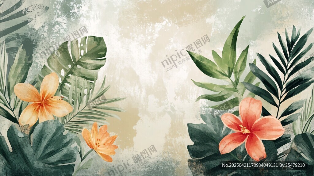 热带花卉绿植背景图