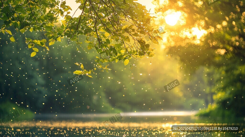 阳光洒落林间的静谧美景