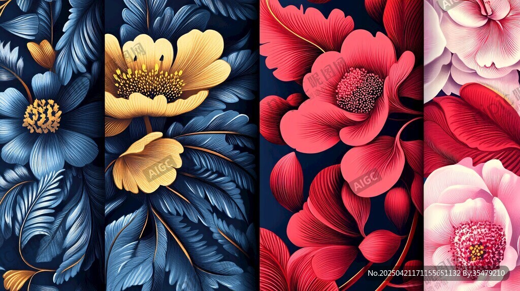 多彩花卉图案精美艺术画