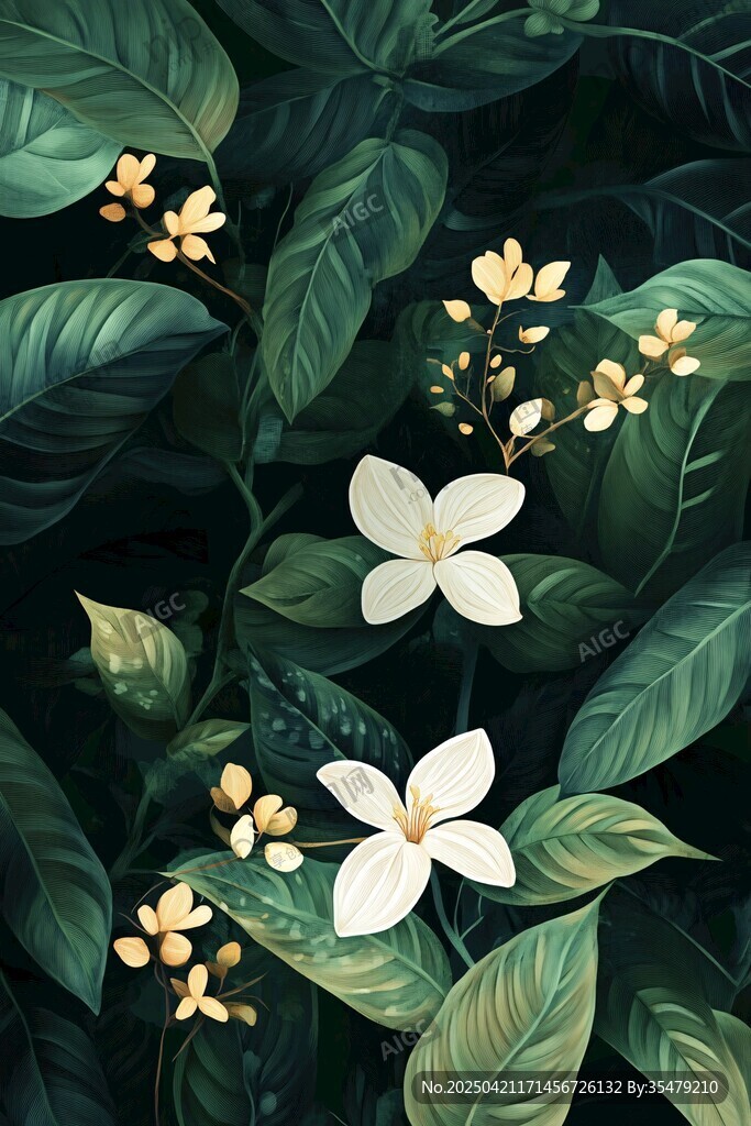 绿叶间绽放的素雅小花