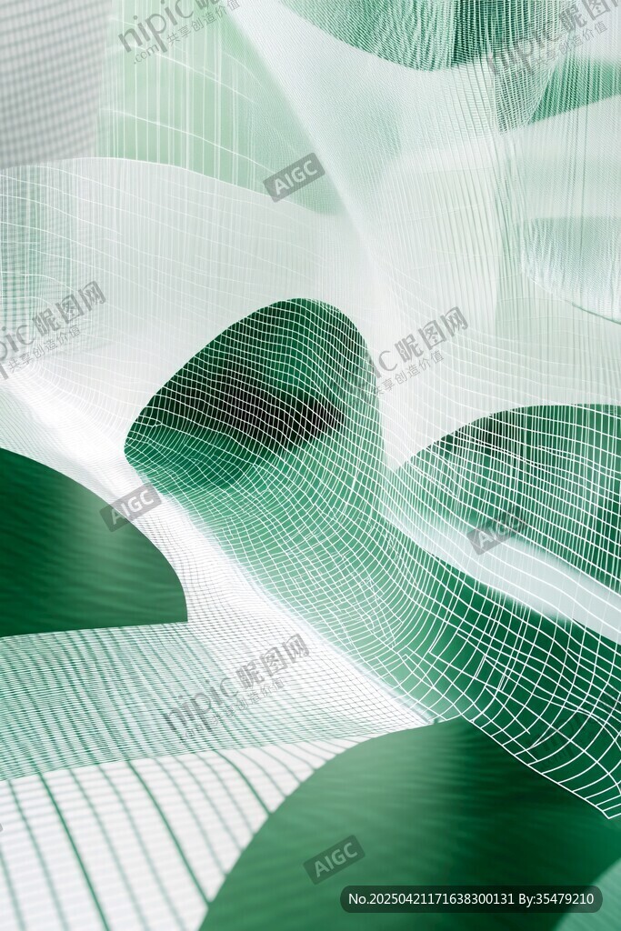 梦幻绿白交织抽象纹理图案