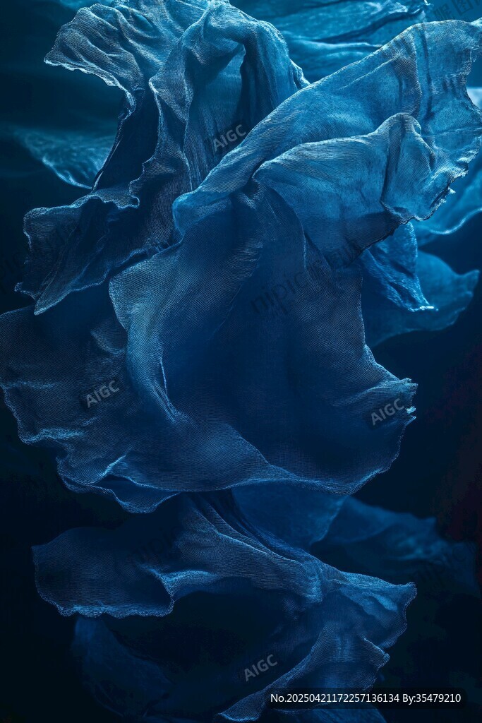 蓝色梦幻飘动织物纹理