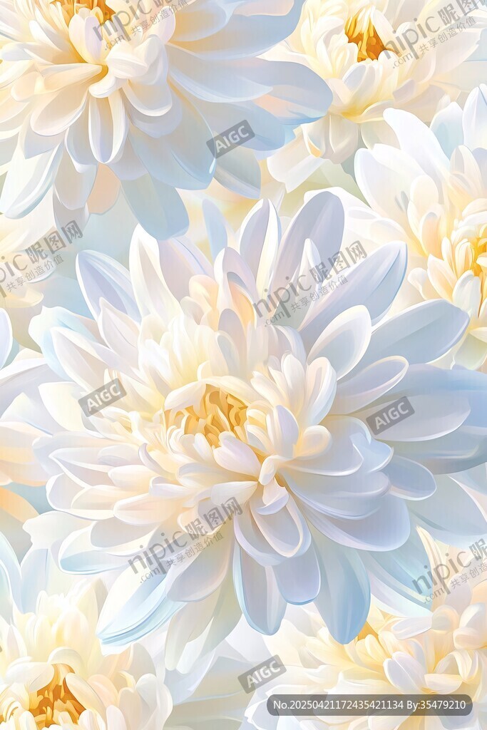 白色菊花花卉唯美图案