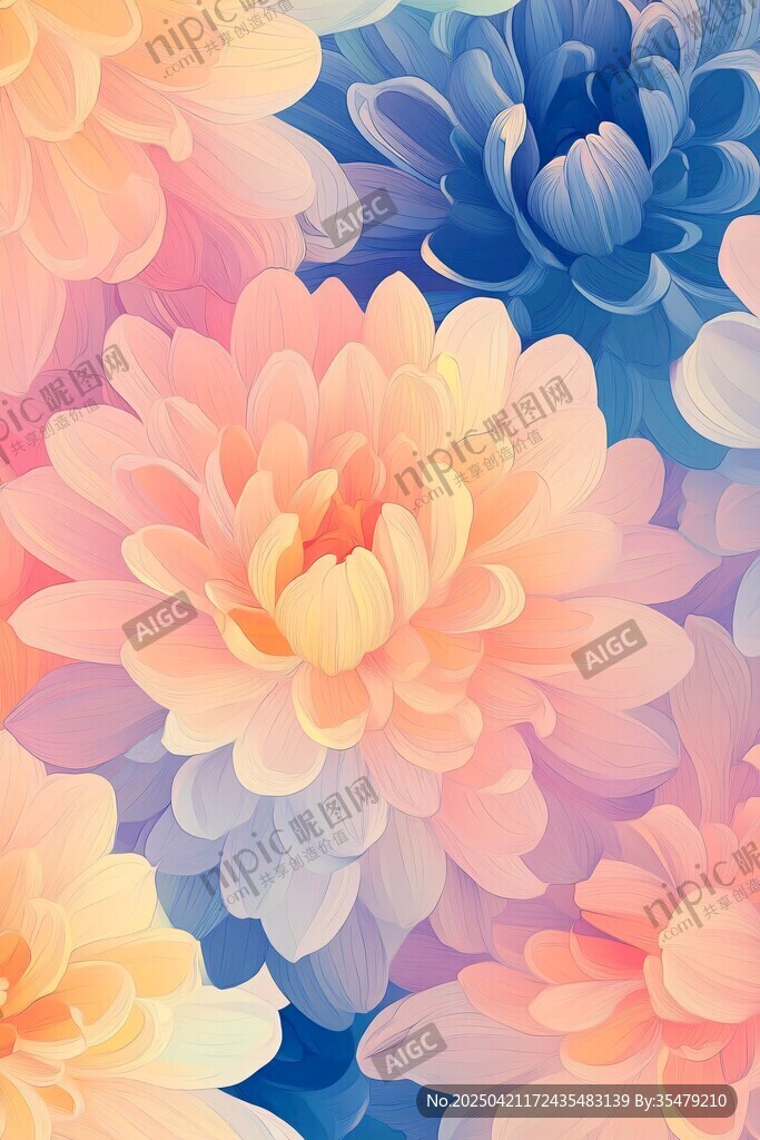 梦幻渐变花卉背景图案