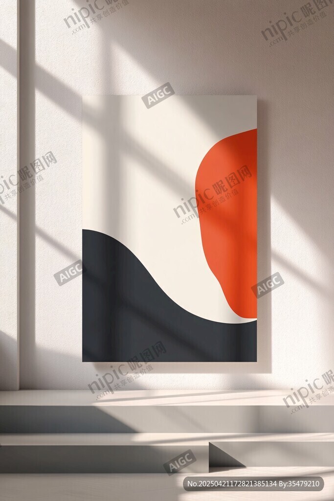 简约室内的抽象艺术挂画