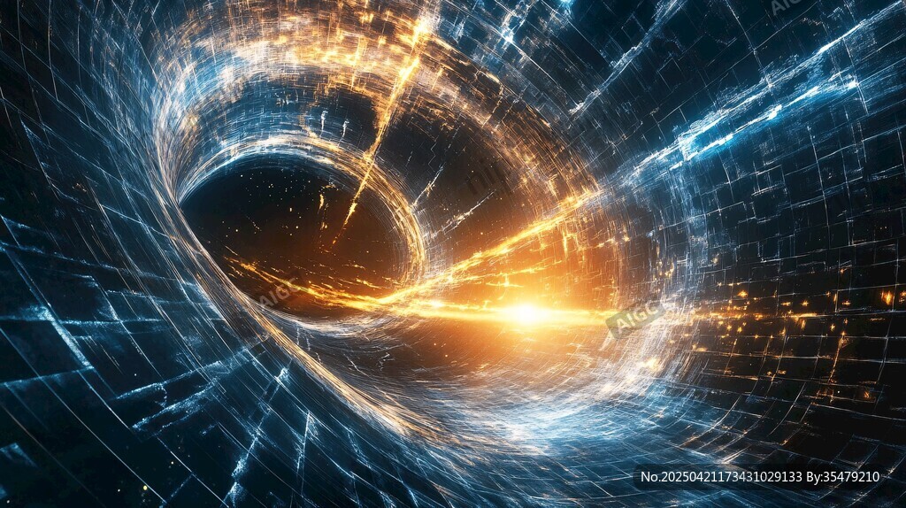 科幻宇宙时空隧道炫光图景