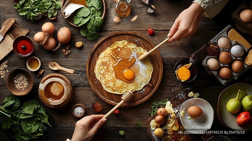 制作美味煎饼的温馨瞬间