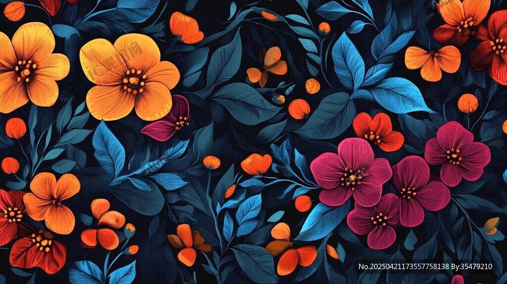 绚丽花卉图案背景纹理