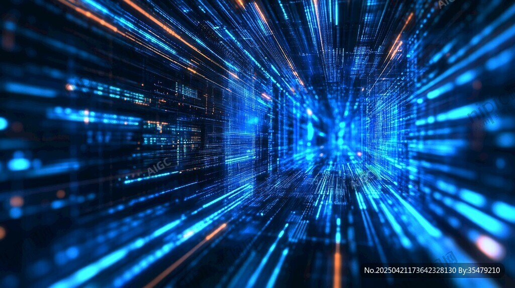未来科技感的数字光影隧道