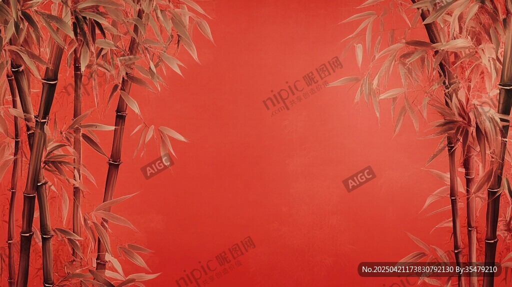 红墙翠竹中式雅致意境