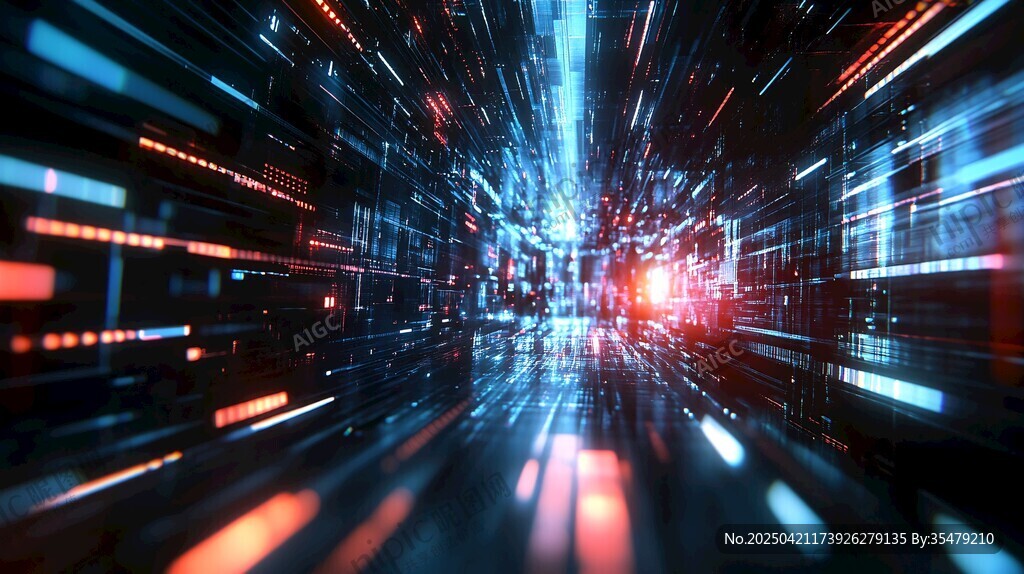 未来科技感的光影数字隧道