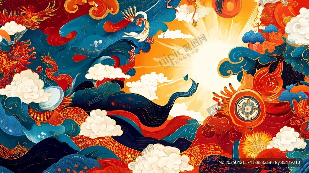 国潮风山海奇幻景观图