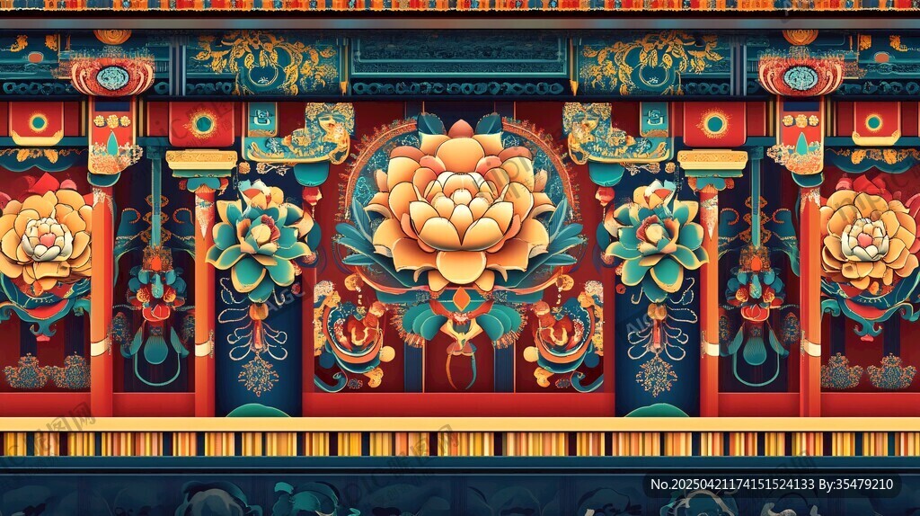 中式古典花卉装饰艺术图案