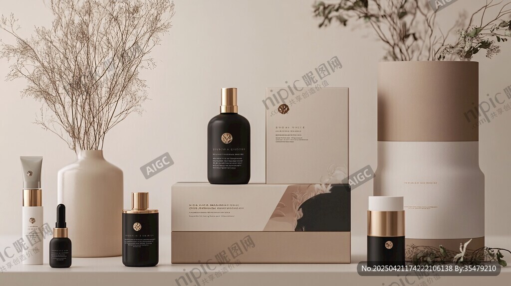 精致美妆产品优雅陈列