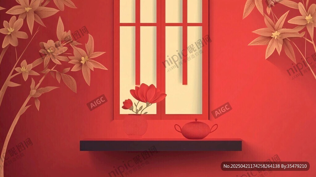 中式红窗旁的雅致茶具