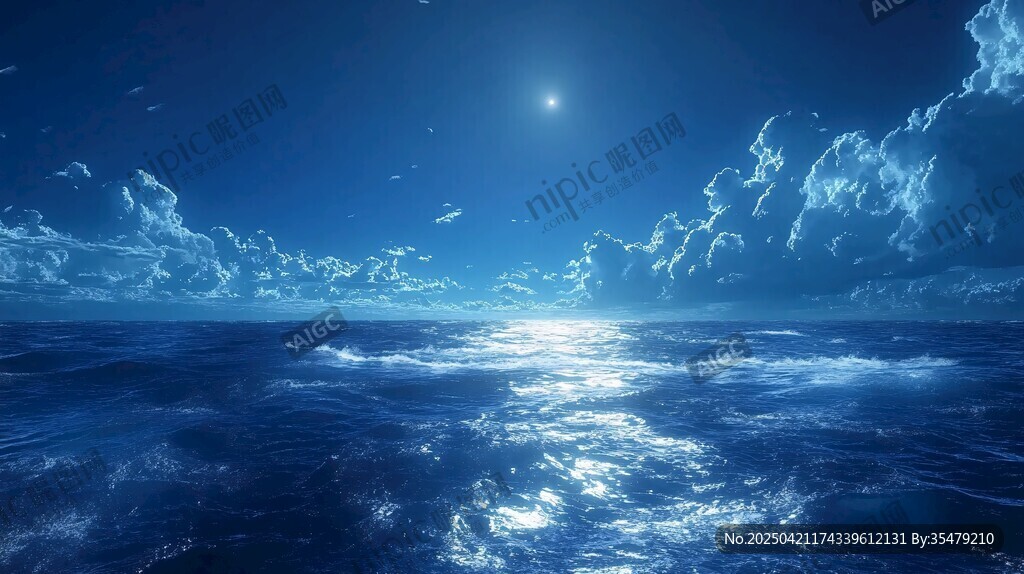 月夜下的静谧海洋景观