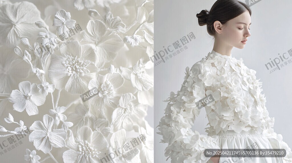 白色纸艺花卉服饰设计
